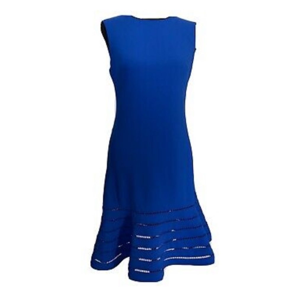 Calvin Klein Sleeveless Mermaid Dress Illusion Hem - Royal Blue (Size 8)